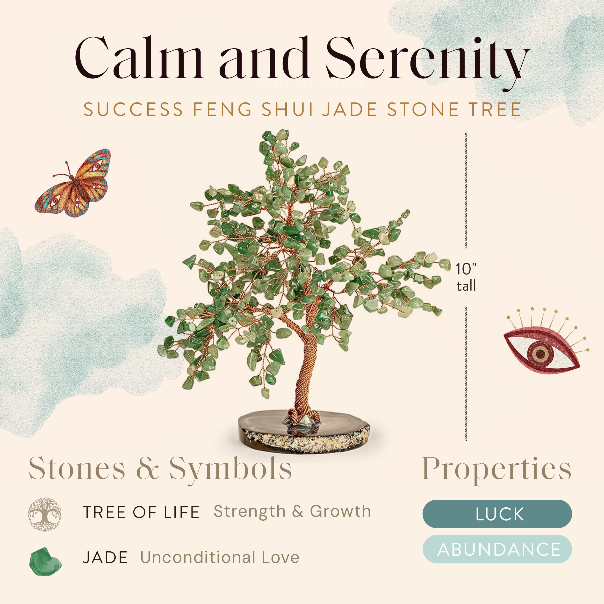 KARMA AND LUCK arbre de vie base agate et fil cuivre