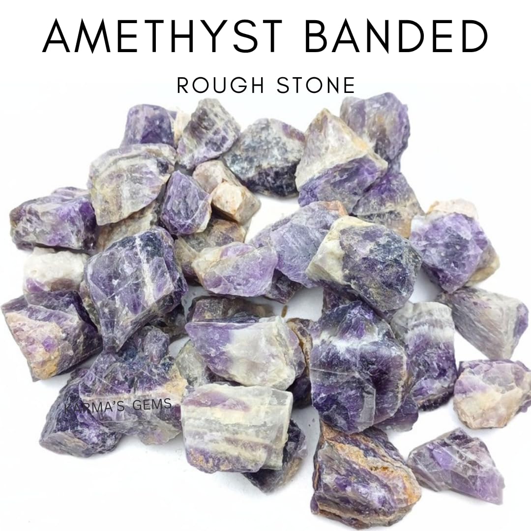 Karma Gems Améthyste bandée, gros plan violet profond idéal pour méditation et clarté.