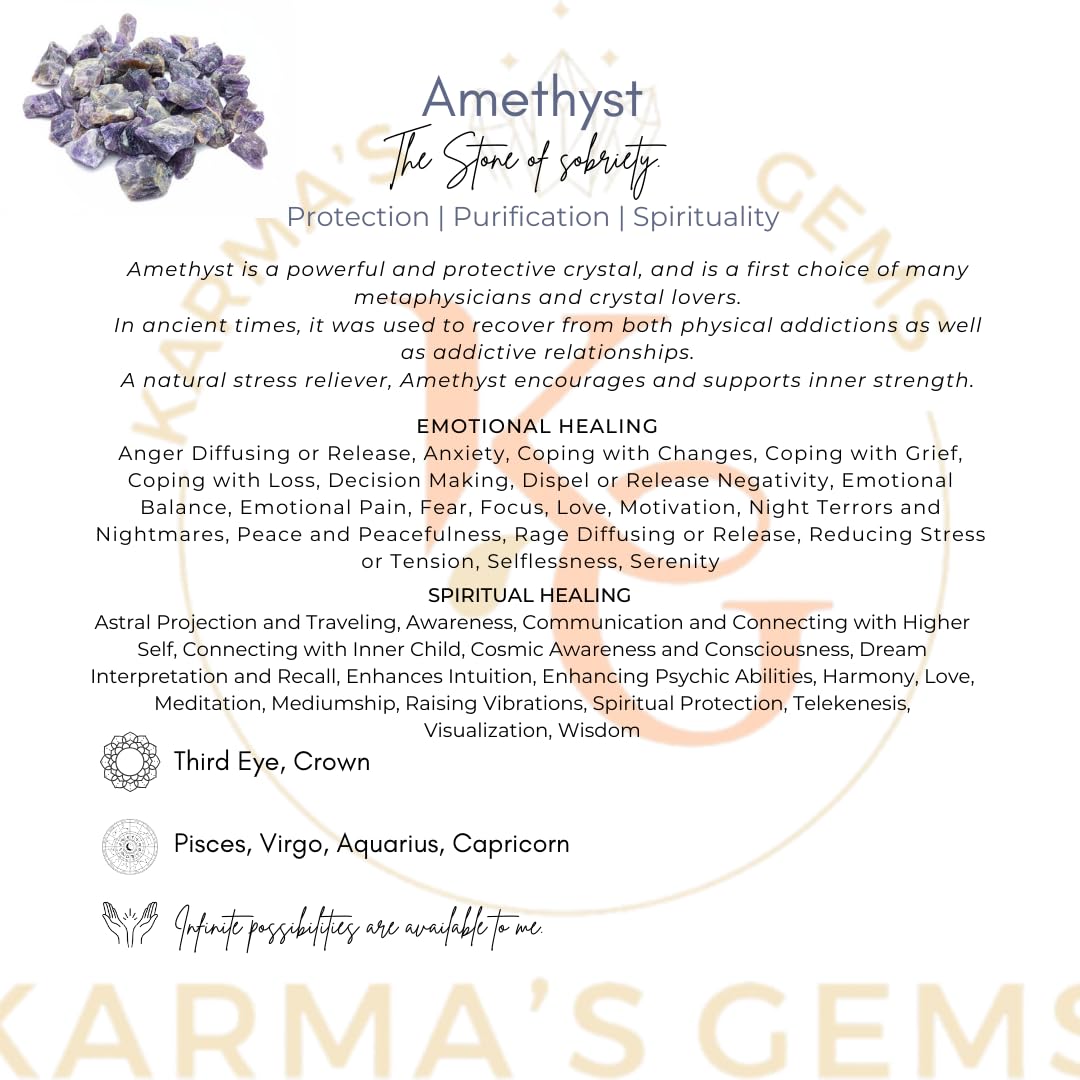 Karma Gems Améthyste brute, texture rugueuse, éclaire la décoration d'atelier zen.