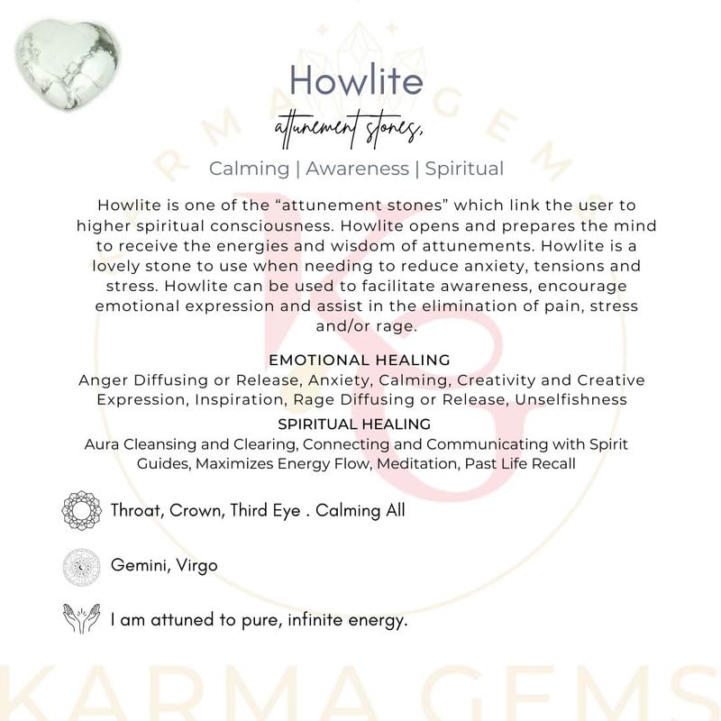 karma gems Howlite grille cristal soutient vos grilles et énergie de la pièce