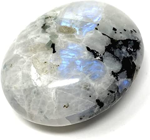 Karma Gems – pierre-lune-arc-en-ciel paume, énergie apaisante pour la méditation.