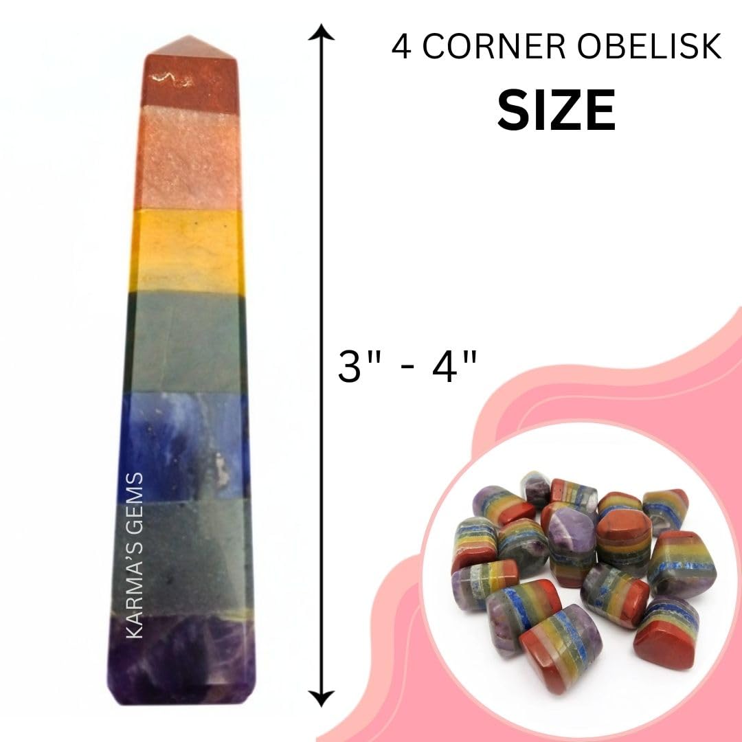 Karma Gems pointe cristal sept chakras, outil de méditation pour focaliser l’énergie.