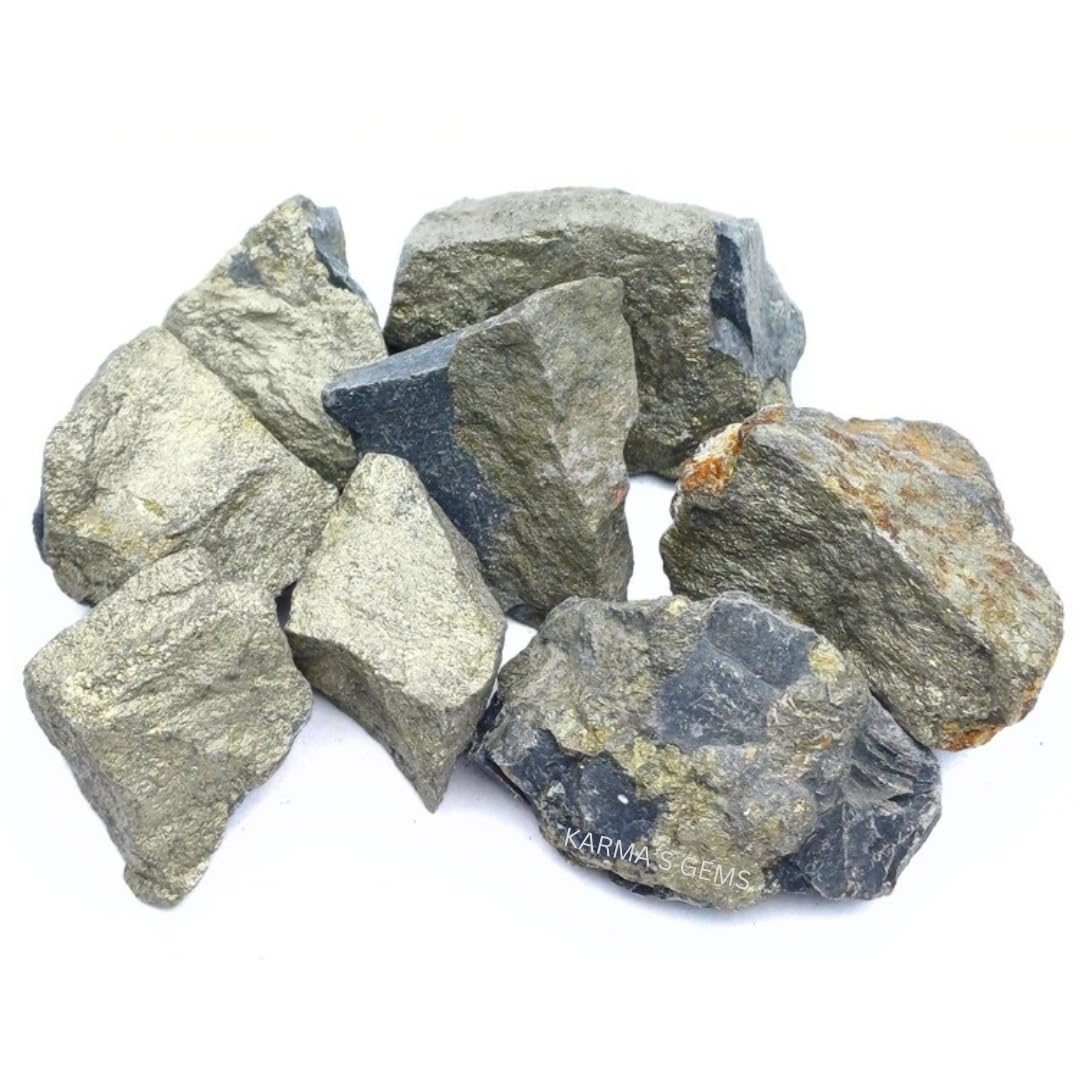 Karma Gems Pyrite indienne brute, pierre unique prête au polissage