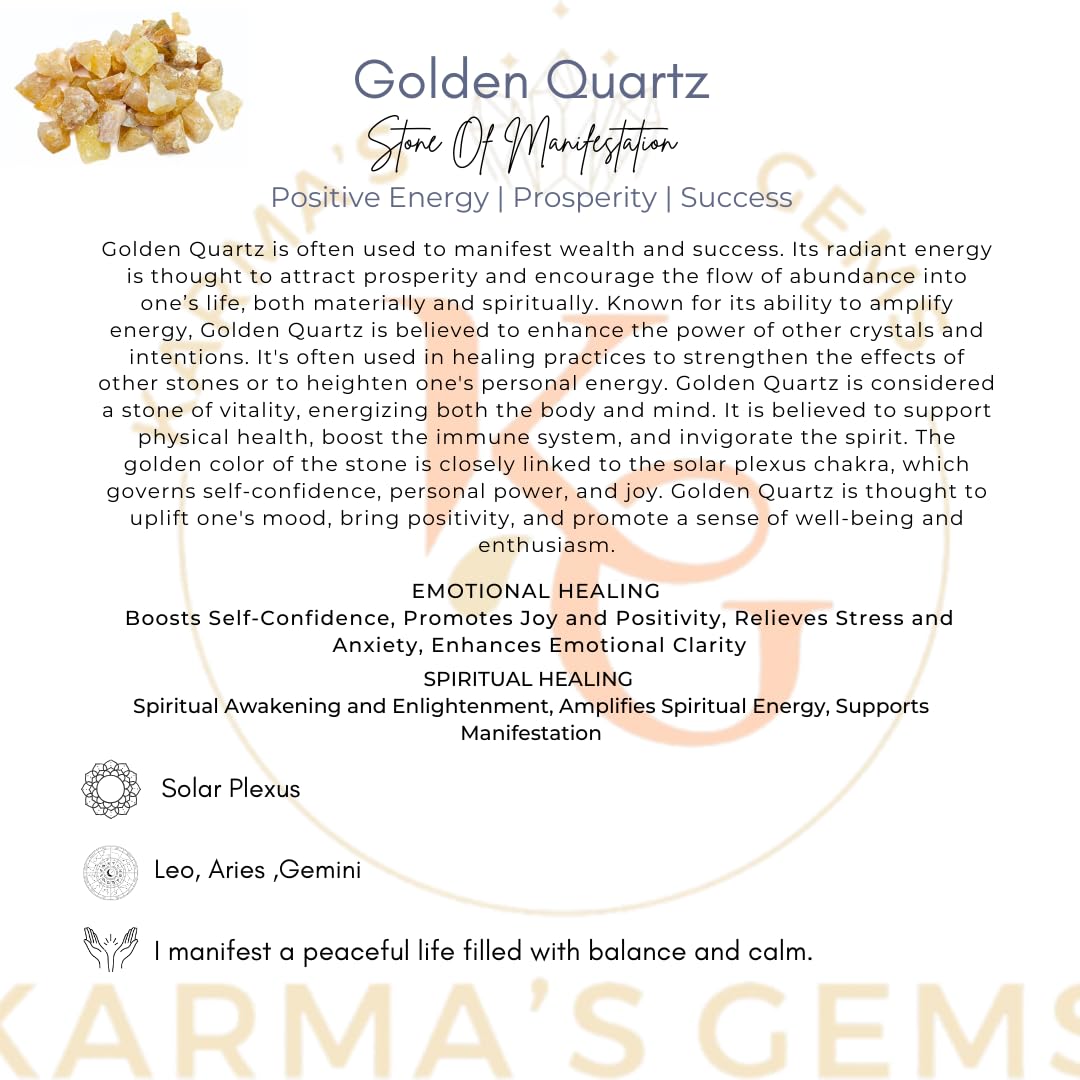 Karma Gems quartz doré brut indien, nuances dorées inspirant concentration et créativité.