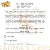 Karma Gems quartz doré brut indien, nuances dorées inspirant concentration et créativité.