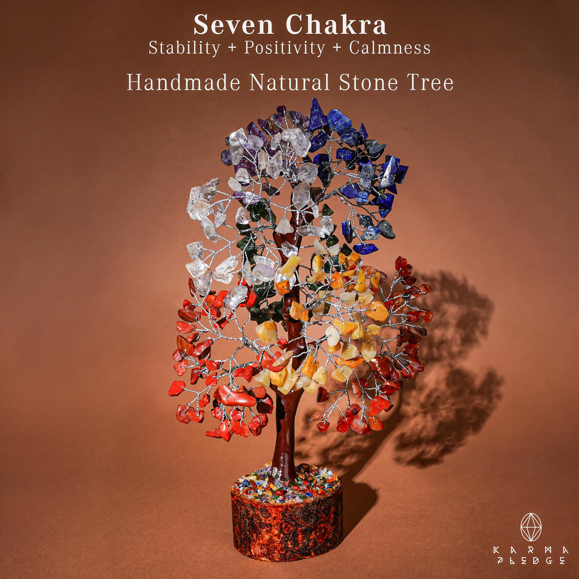 KARMAPLEDGE Arbre chakra7 fil de cuivre: sculpture élégante favorisant la concentration.