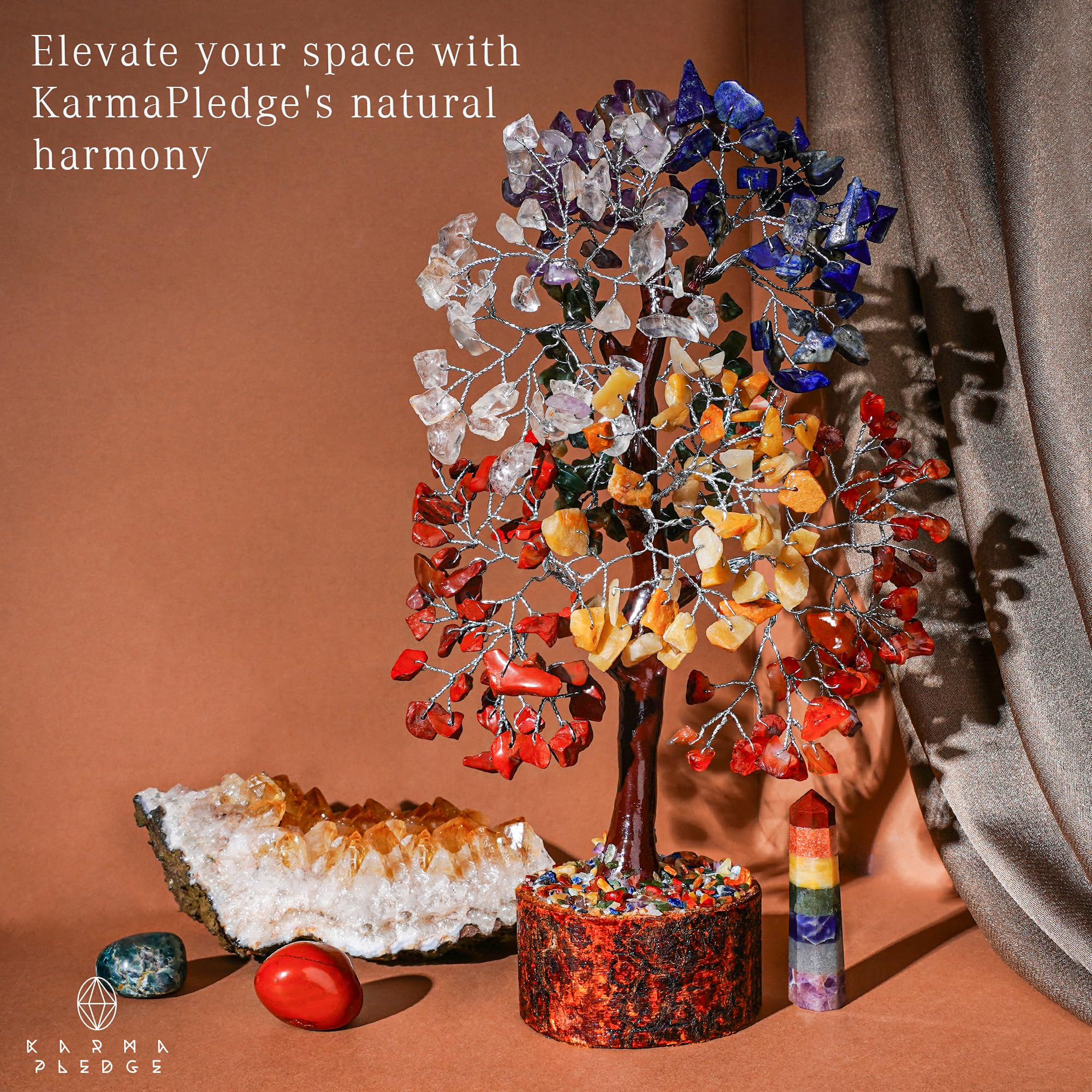 KARMAPLEDGE Arbre chakra7 hauteur 8-10 pouces: centre de votre espace de travail.