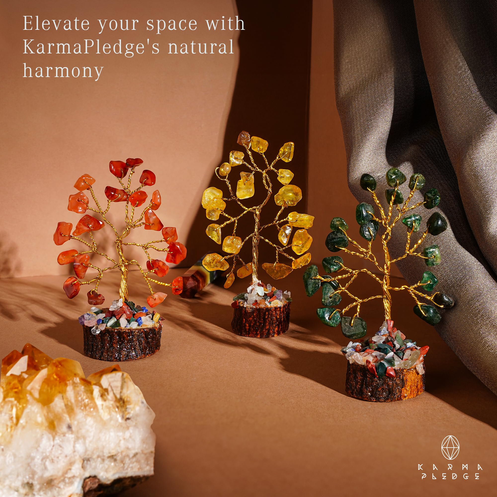 KARMAPLEDGE Arbre Cristal 21 perles chakra, équilibre subtil