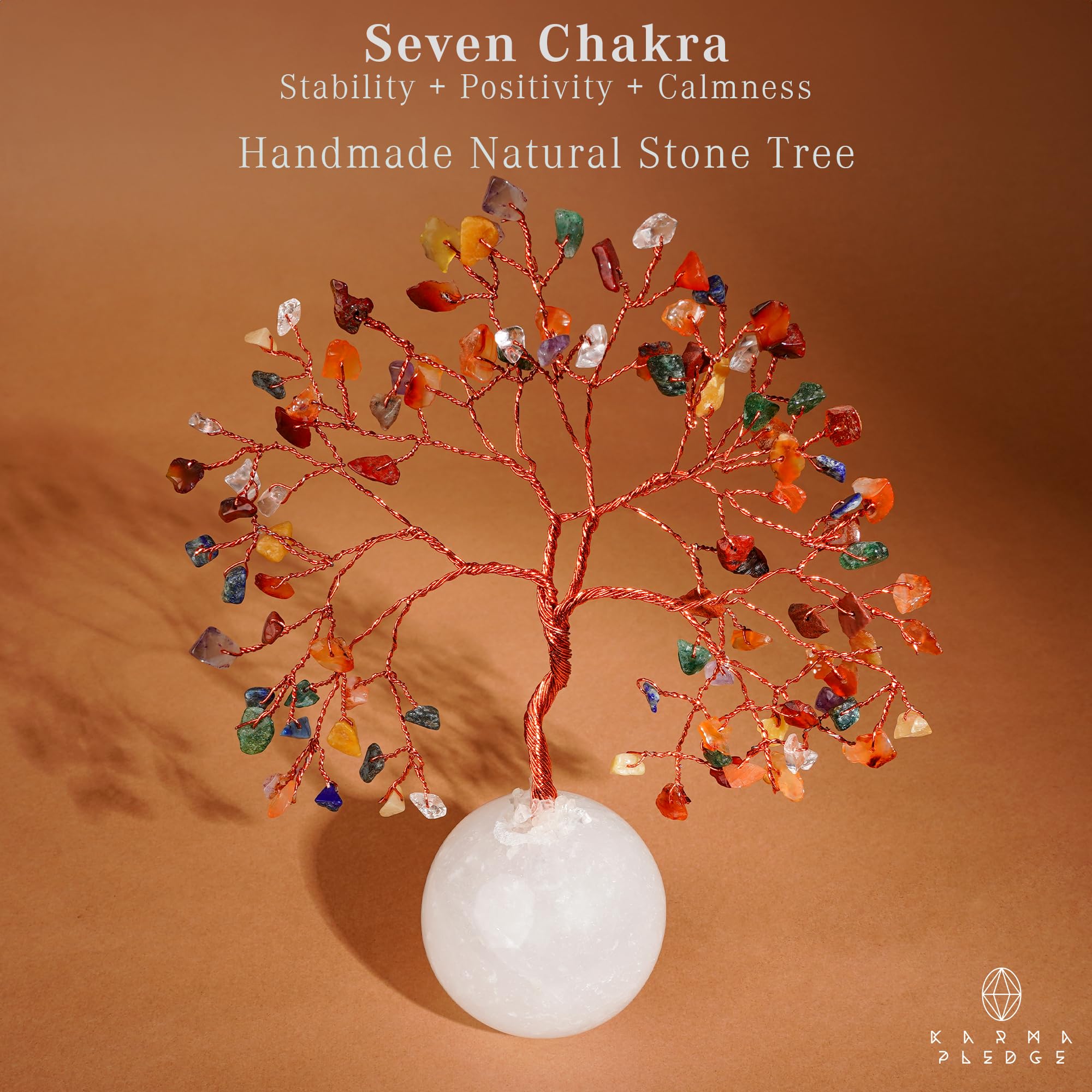 KARMAPLEDGE Arbre Cristal Base Boule Quartz — base élégante en quartz naturel pour le bureau.