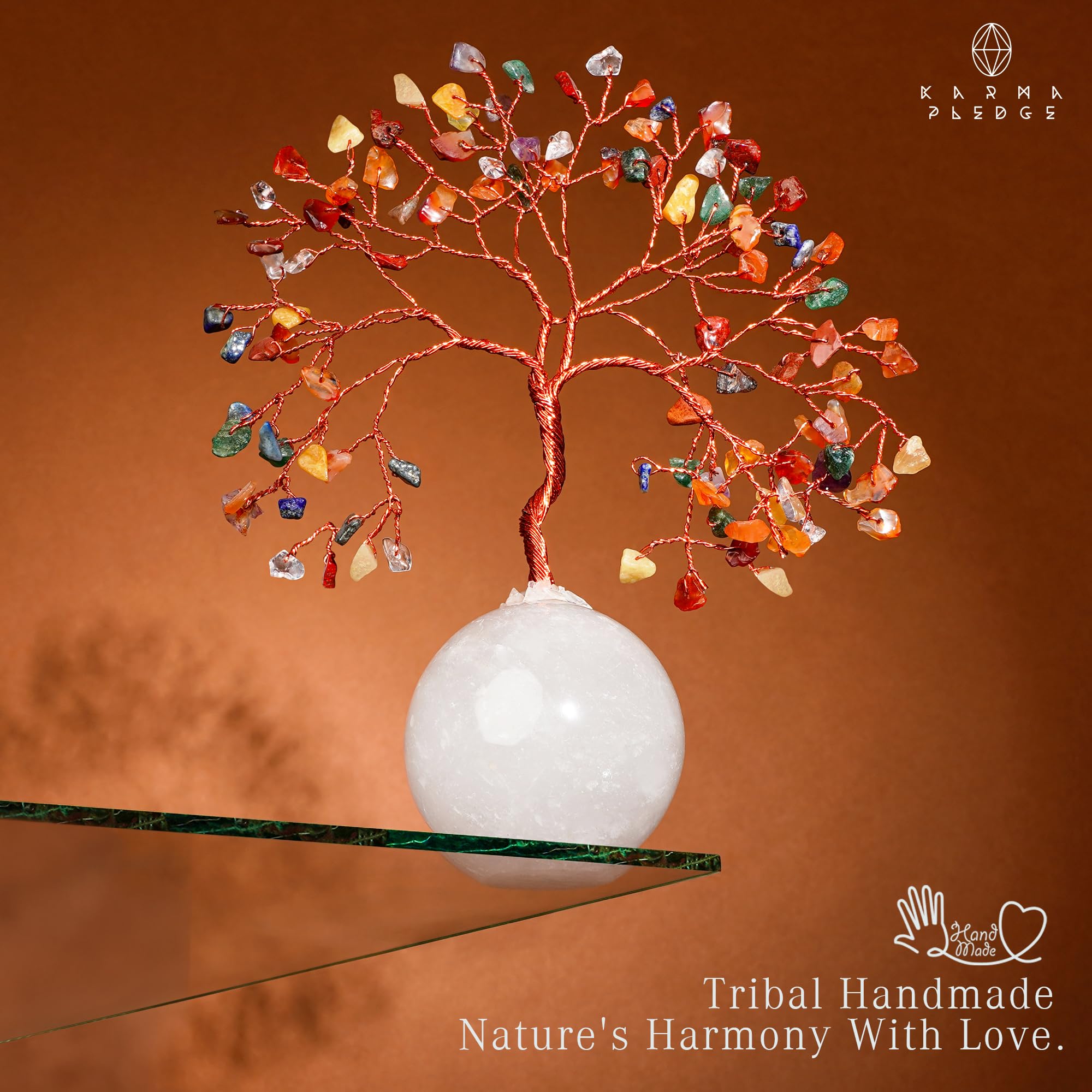 KARMAPLEDGE Arbre Cristal Décoration Intérieure — parfait pour salon, bureau et étagères.