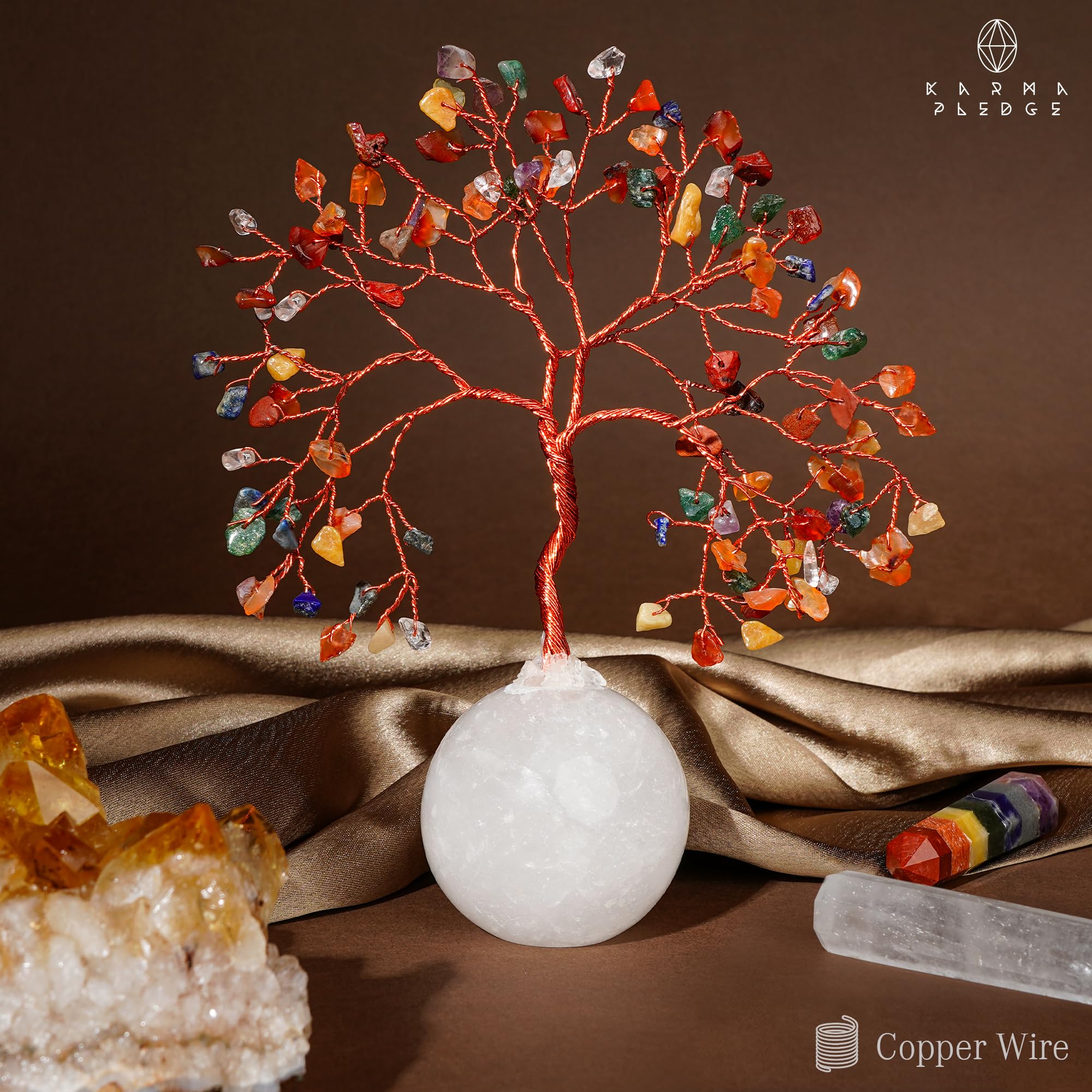KARMAPLEDGE Arbre Cristal Hauteur 15-18 cm — pièce décorative de taille idéale.