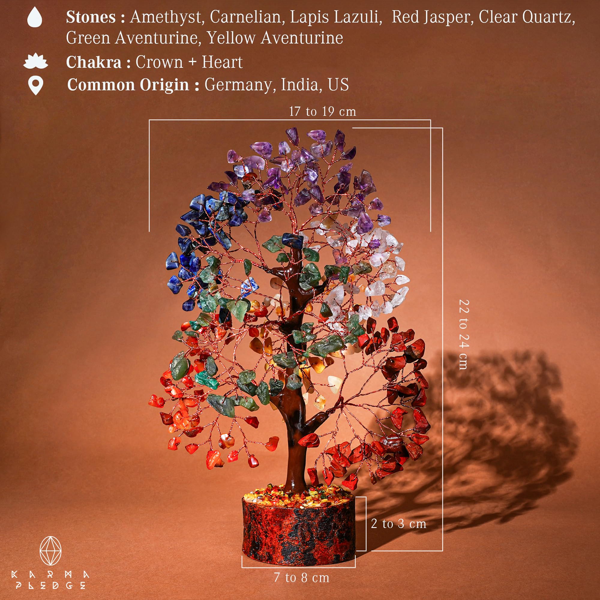 KARMAPLEDGE Arbre de cristaux pour bureau, favorise la concentration et une ambiance zen.