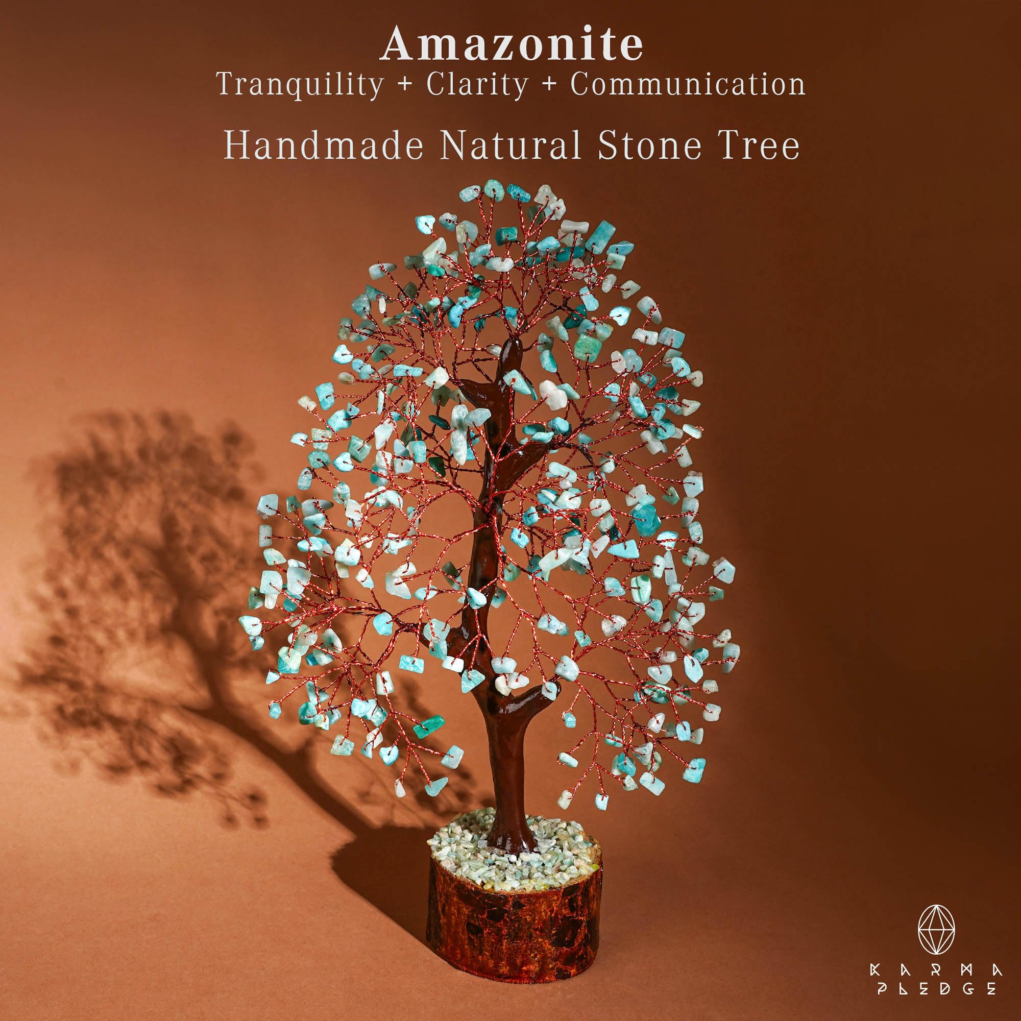 KARMAPLEDGE Arbre de Vie sur socle en bois, décoration élégante et énergie positive.