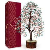 KARMAPLEDGE Arbre de Vie Cristal Amazonite, favorise la communication et l'équilibre émotionnel.