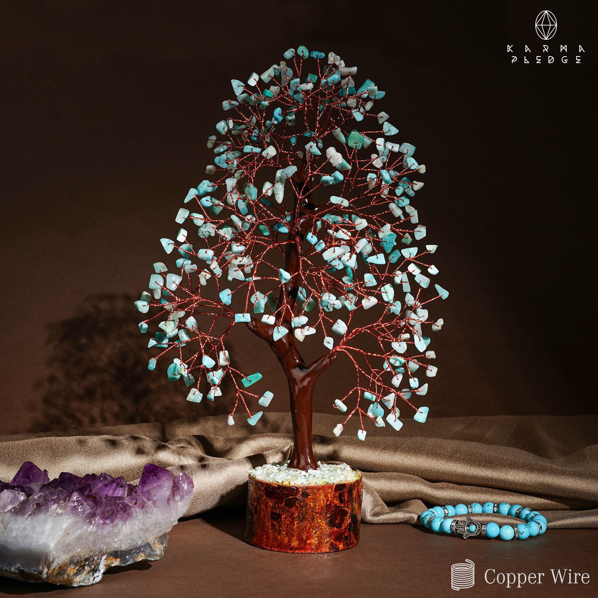 KARMAPLEDGE Arbre de Vie 8–10 pouces, pièce décorative idéale pour maison et bureau.