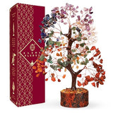 KARMAPLEDGE Arbre des 7 chakras sur socle bois, harmonie décorative et énergie positive.