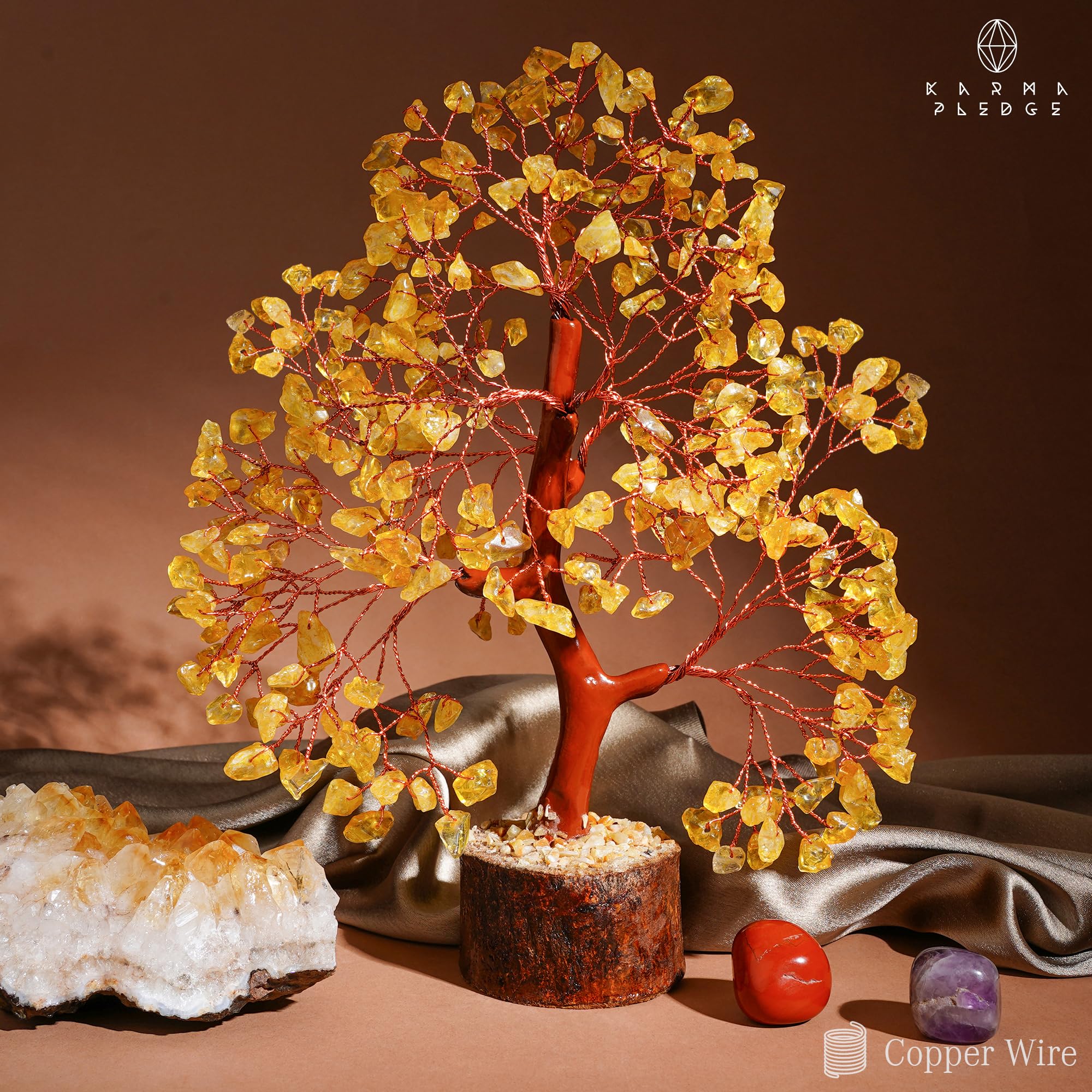 Karmapledge Arbre Vie perles cristaux: décor élégant pour salon et bureau.