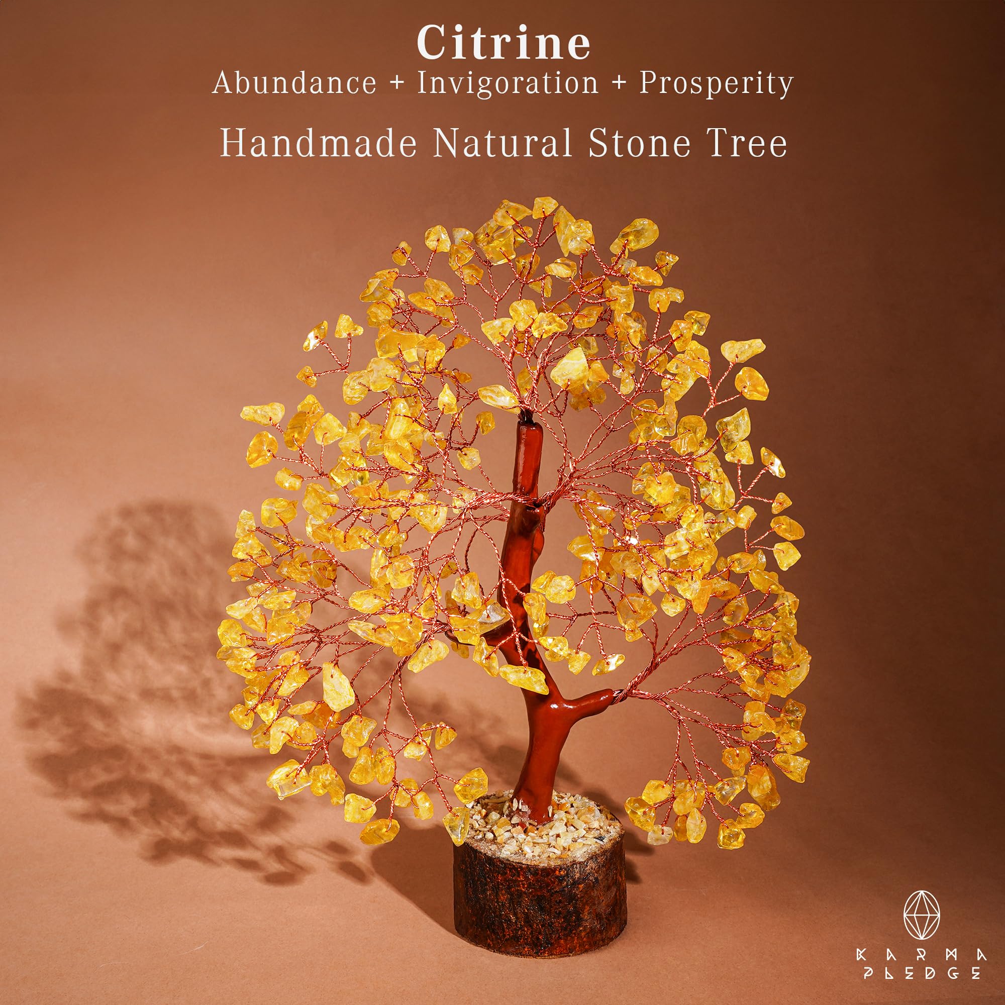 Karmapledge Arbre Vie avec fil cuivre détail: allure artisanale et harmonie décorative.