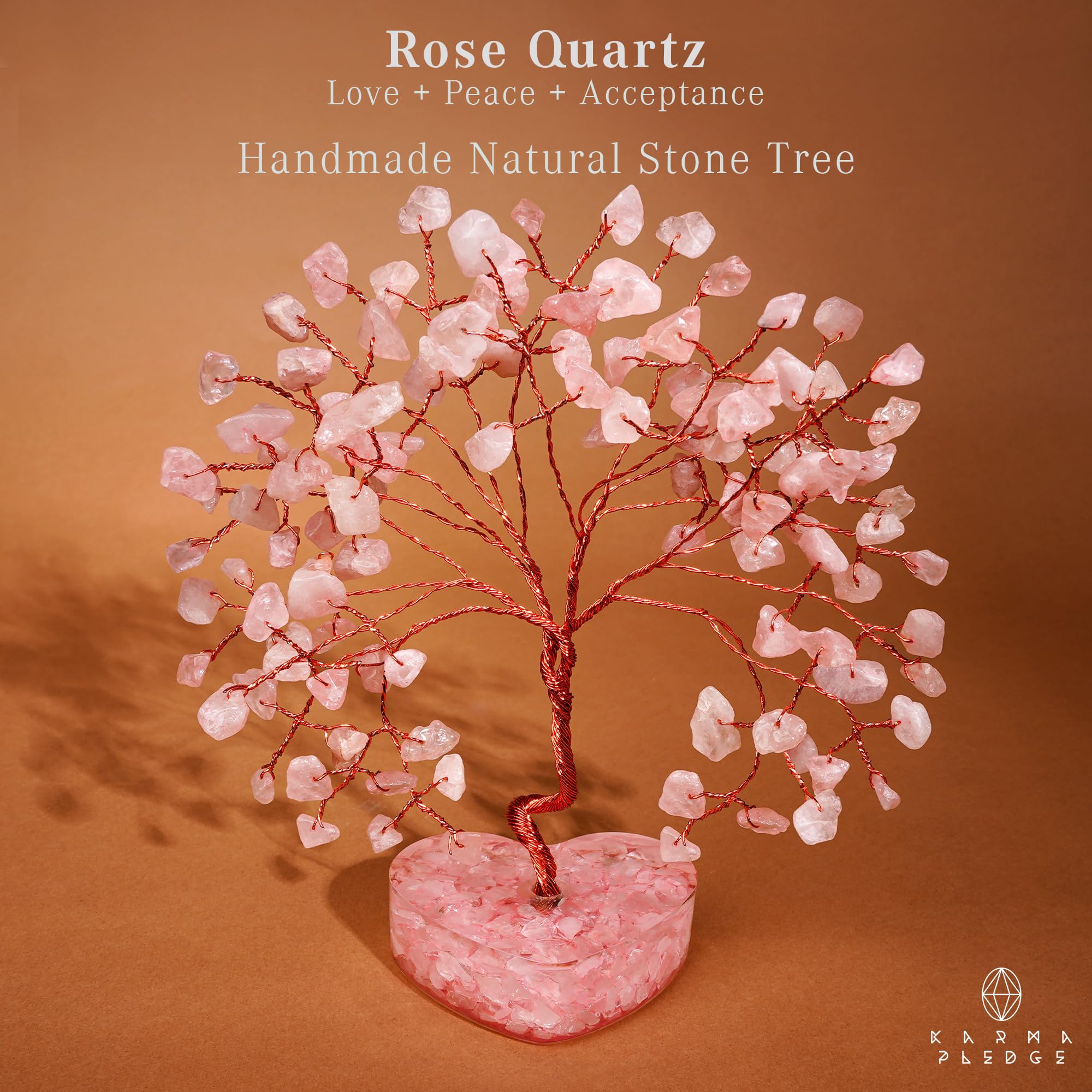 KARMAPLEDGE cristal rose-quartz déco-bureau, énergie positive pour améliorer l'ambiance de travail.