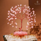 KARMAPLEDGE énergie-positive rose-quartz-arbre, potentiel pour attirer chances et bonne humeur.