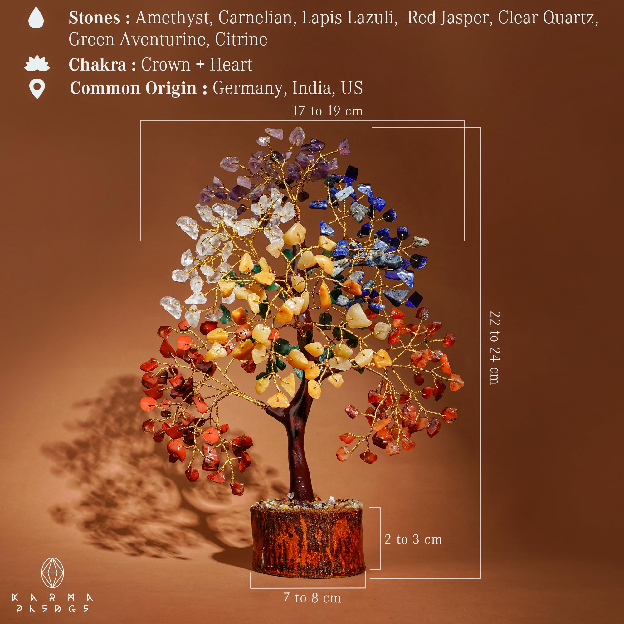 KARMAPLEDGE fil-cuivre-arbre-cristal détaillé, pièce artisanale captivante pour intérieur.