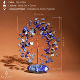 KARMAPLEDGE Arbre de vie en cristal bleu, perles scintillantes dans la lumière.