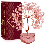 KARMAPLEDGE arbre-de-vie quartz rose, bijou décoratif apportant harmonie et douceur au foyer.