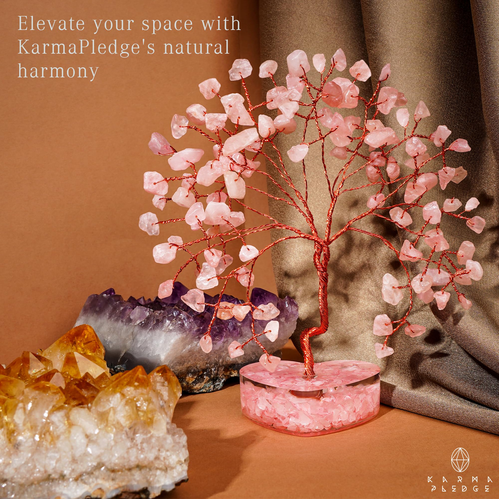 KARMAPLEDGE quartz rose-harmonie méditation, outil spirituel favorisant concentration et calme intérieur.