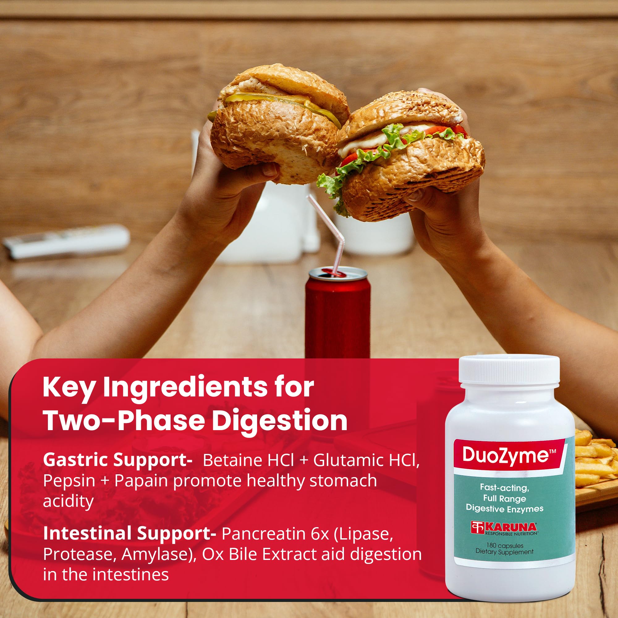 Karuna DuoZyme - emballage sans conservateurs, produit clair et fiable.