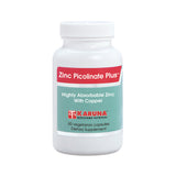 Karuna Zinc Picolinate Plus - bouteille avec pilules visibles, soutien potentiel immunitaire.
