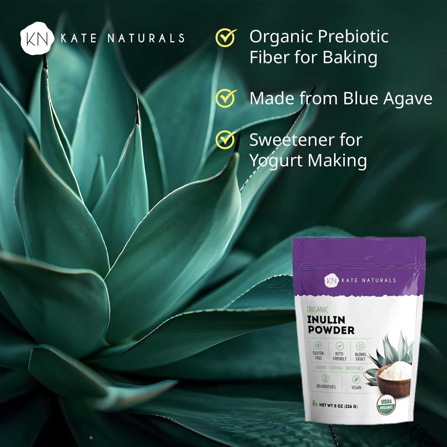 Kate Naturals Inuline ajoutée dans le café, douceur naturelle et fibre prébiotique.