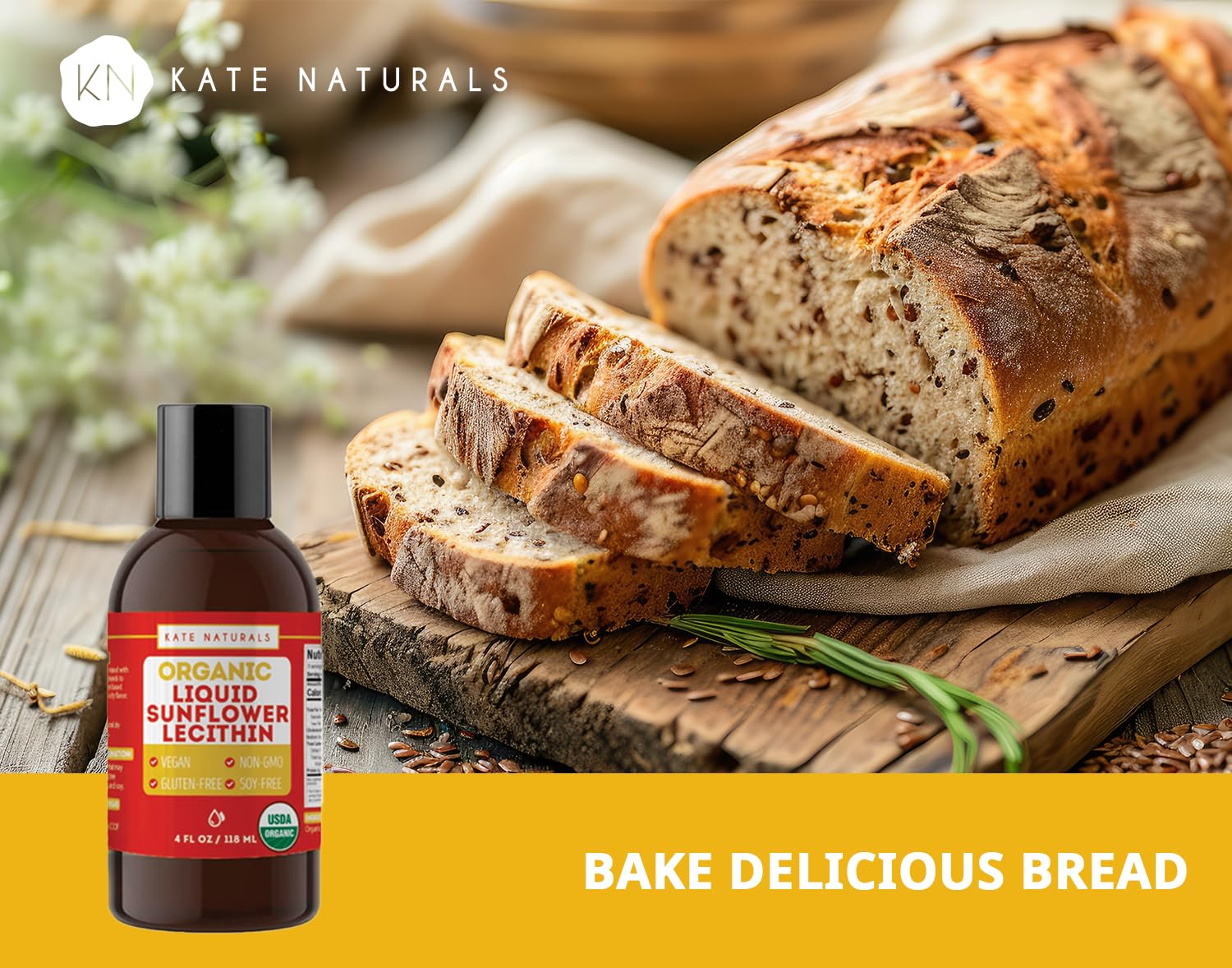 Option sans soja: Kate Naturals Lecithine Tournesol, vegan et sans gluten.