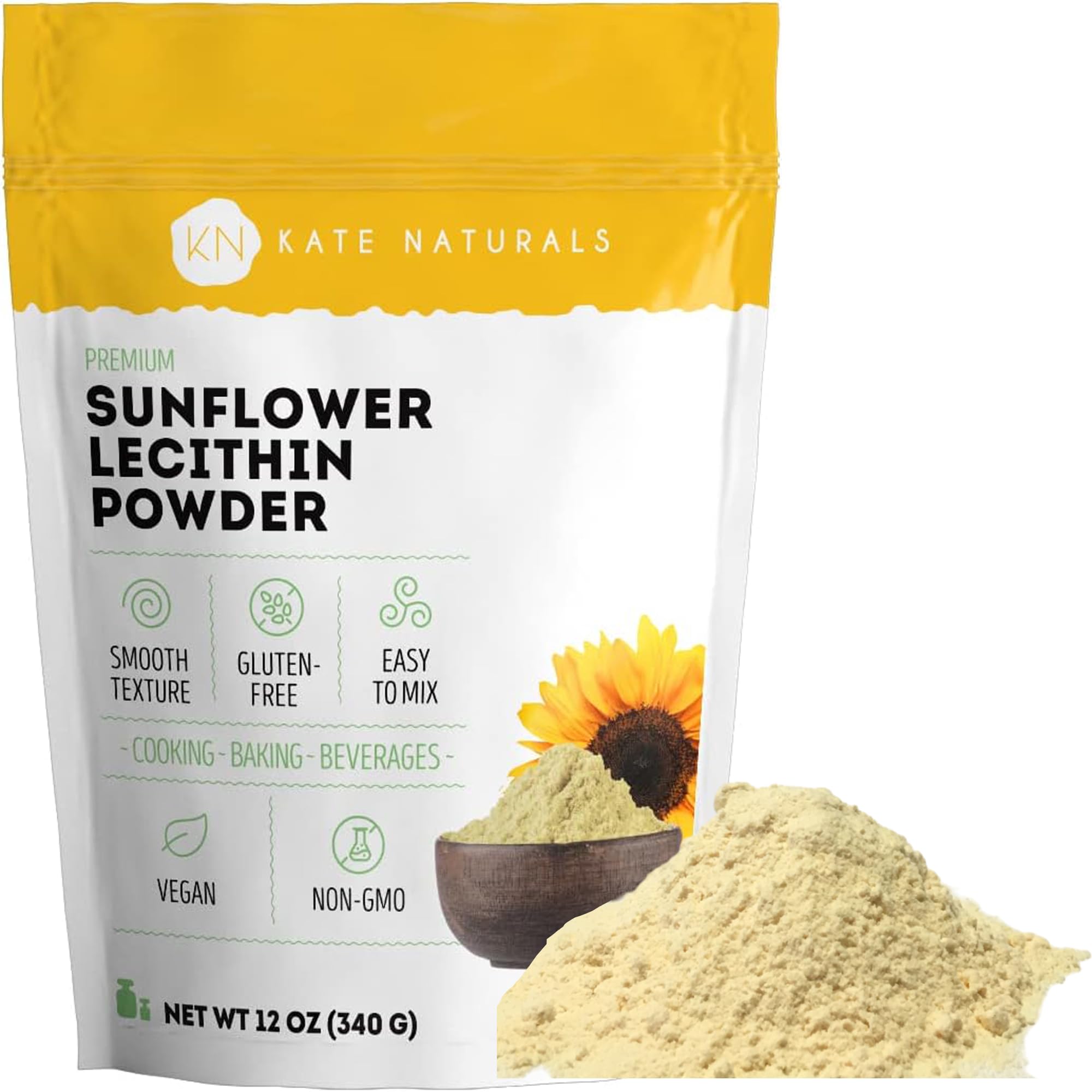 Kate Naturals Poudre Lecithine Tournesol — émulsifiant naturel pour pâtisserie et textures plus souples