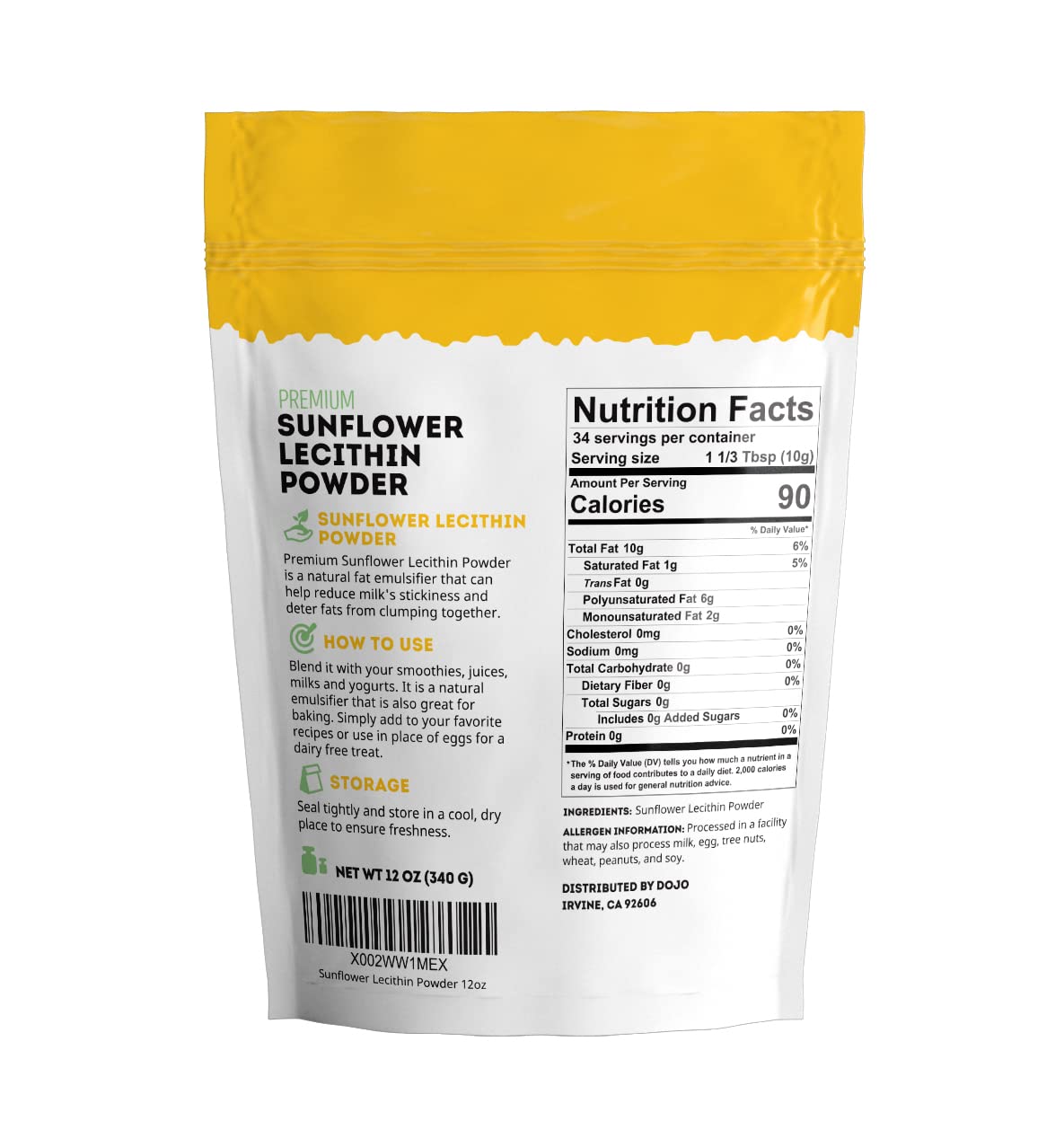 Kate Naturals Poudre Lecithine Tournesol — mesurer et verser facilement dans vos préparations