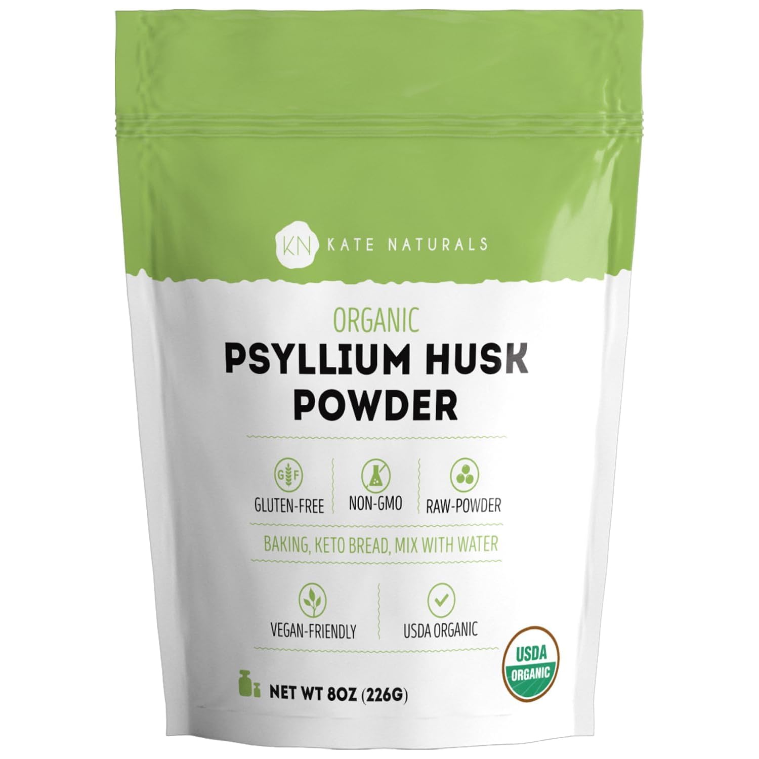 Kate Naturals poudre psyllium pour pain : texture légère et cuisson uniforme.