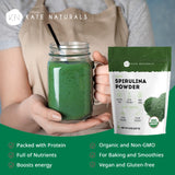 Utilisation en dressing salade avec Kate Naturals Spiruline pour une touche verte riche.