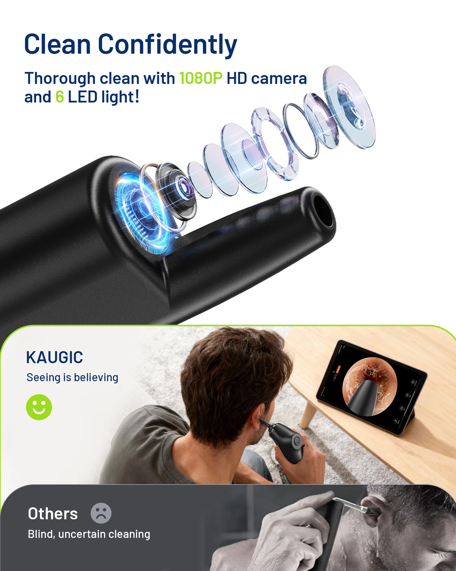 KAUGIC App Soulear: vue réelle pendant le nettoyage.