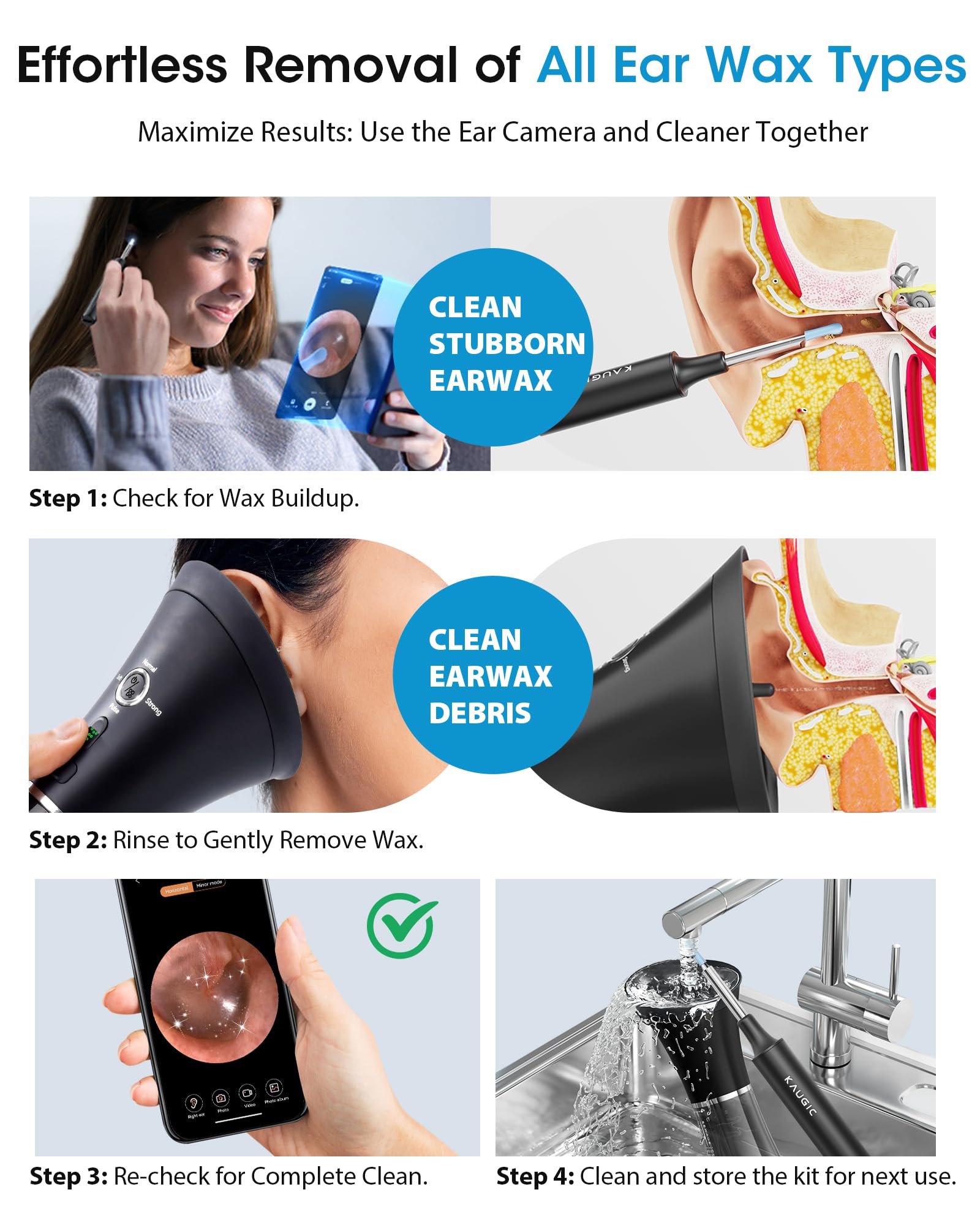 KAUGIC lavage oreilles eau doux: nettoyage en douceur pour l'oreille