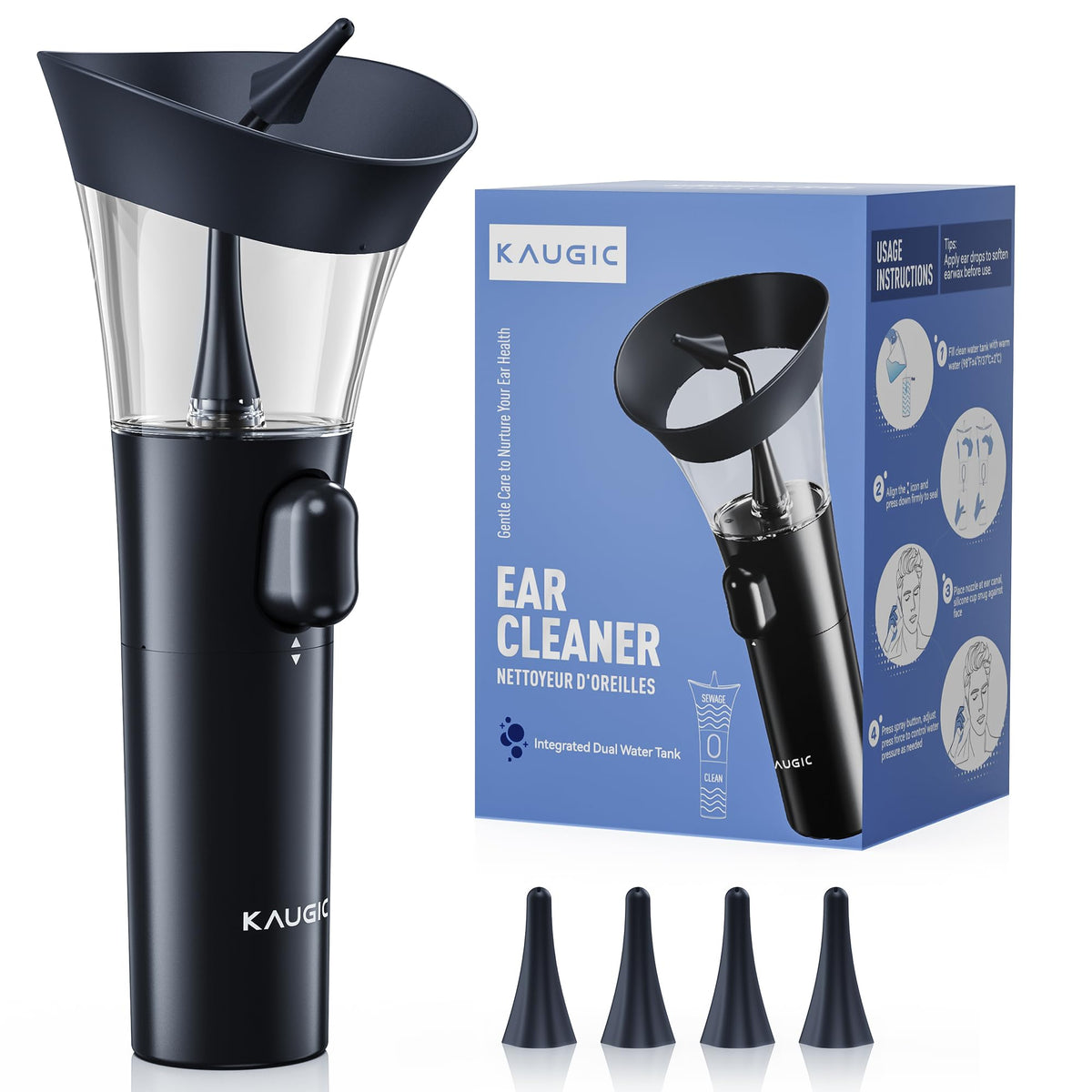 KAUGIC nettoyeur cire oreille en main unique, utilisation rapide et confortable.