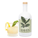 Bouteille Kava Haven Spirit sans alcool avec goût citron-gingembre, présentation élégante.