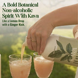 Cocktail Kava Haven citron-gingembre, mélange sans alcool prêt à servir.