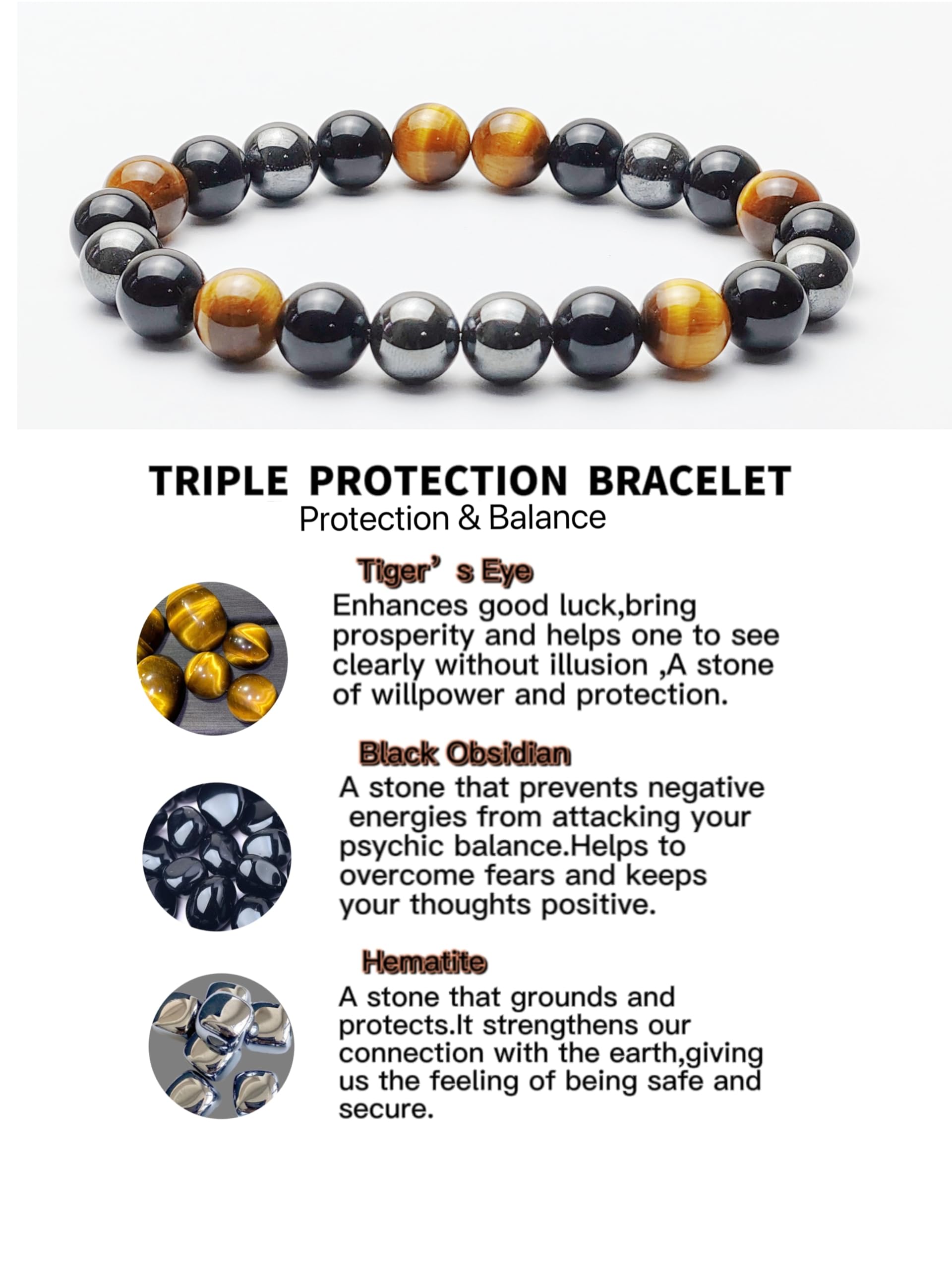 KAVAGOBO bracelet protection obsidienne noire, protection et calme.
