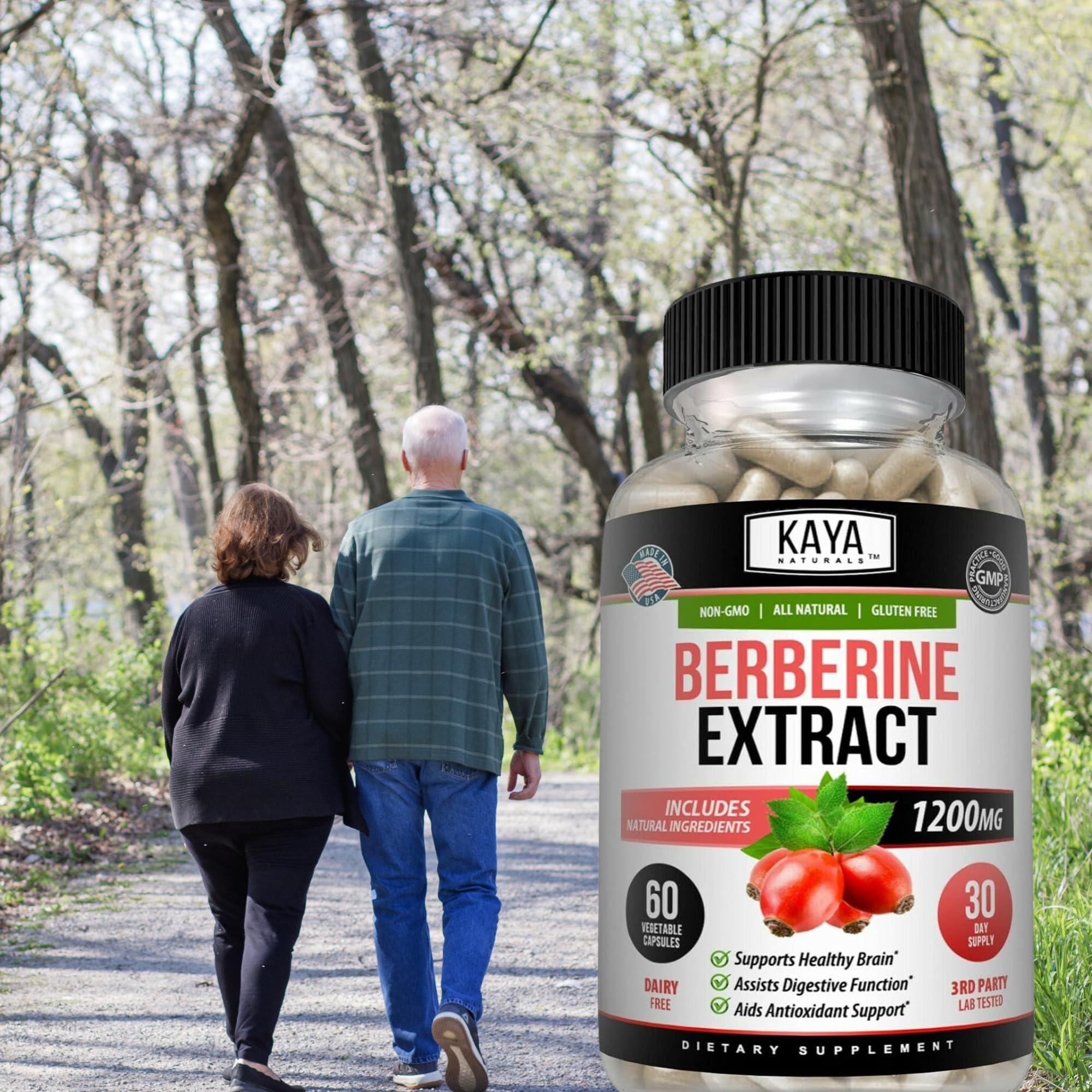 Kaya Naturals berberine HCL 1200mg – forme vegetarienne, option adaptée.