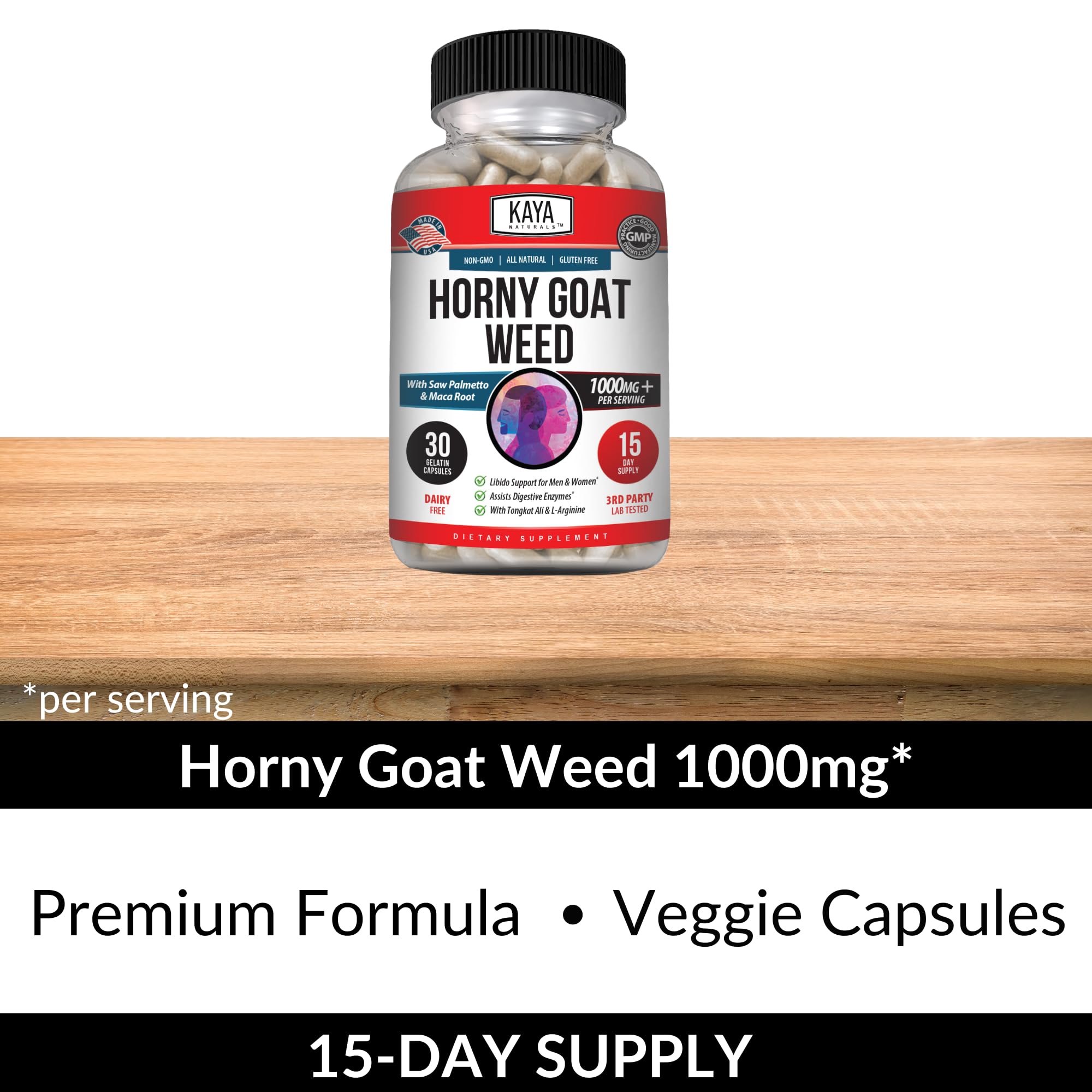 Kaya Naturals formule haute puissance Maca mise en avant.