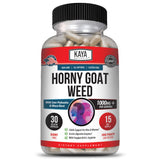 Kaya Naturals Horny Goat Weed, bouteille et 30 gelules faciles a prendre.