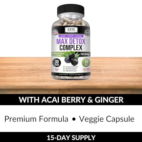 Emballage Kaya Naturals Max Detox, pratique et prêt à l’emploi.