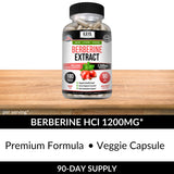 Kaya Naturals Berberine HCL tableau-ingrédients—liste lisible et transparente.