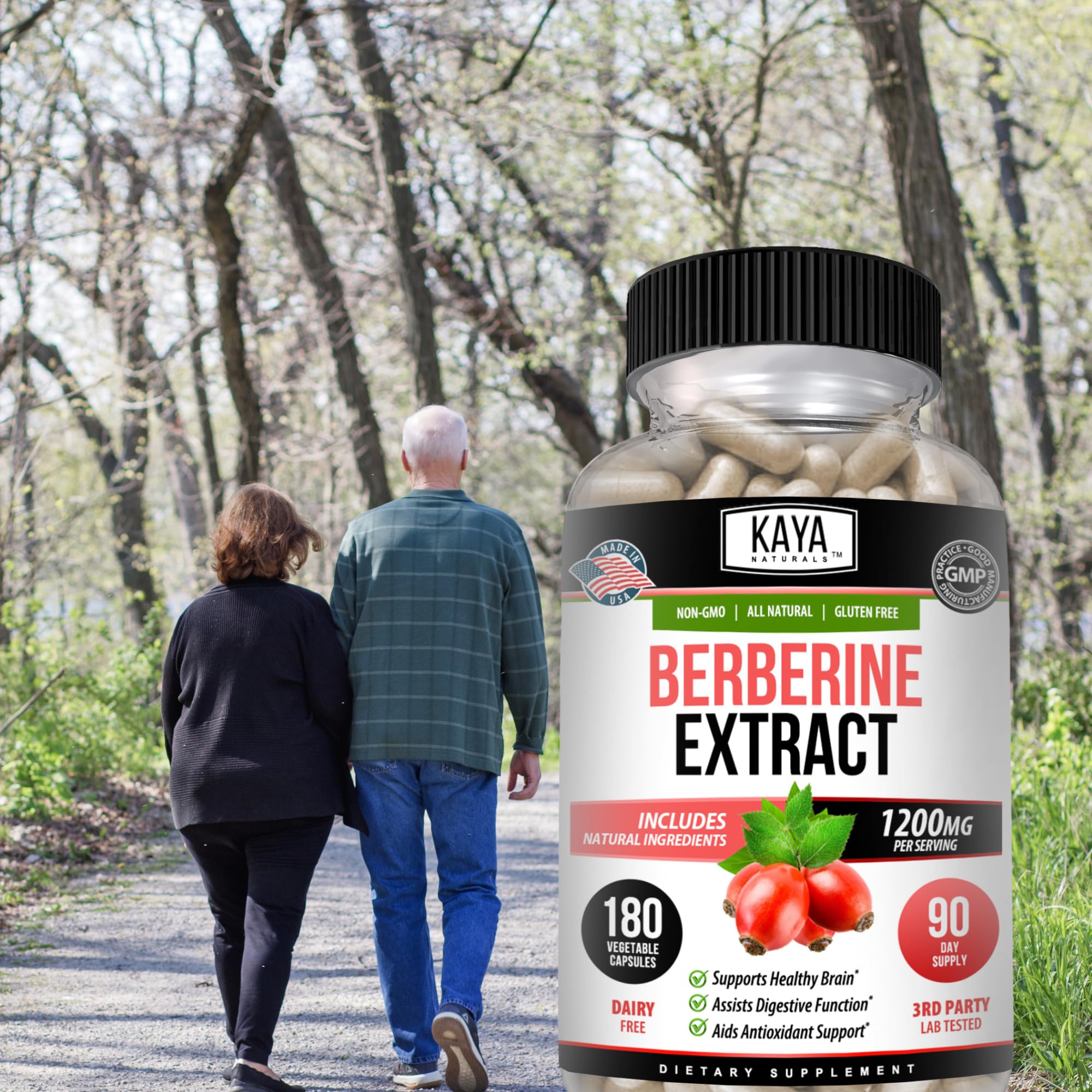 Kaya Naturals Berberine HCL visuel-immunité—soutien potentiel pour le système.