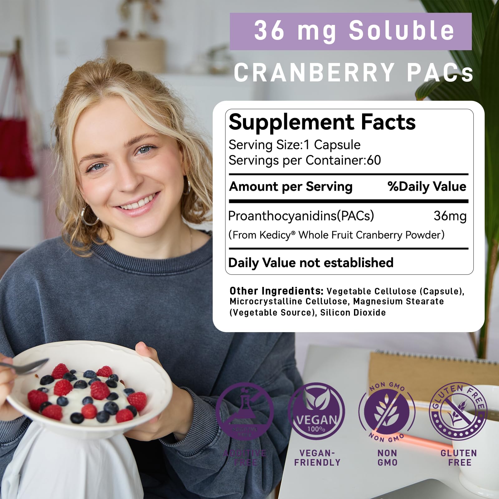 Poudre de fruit entier Kedicy Canneberge, base antioxydante naturelle.