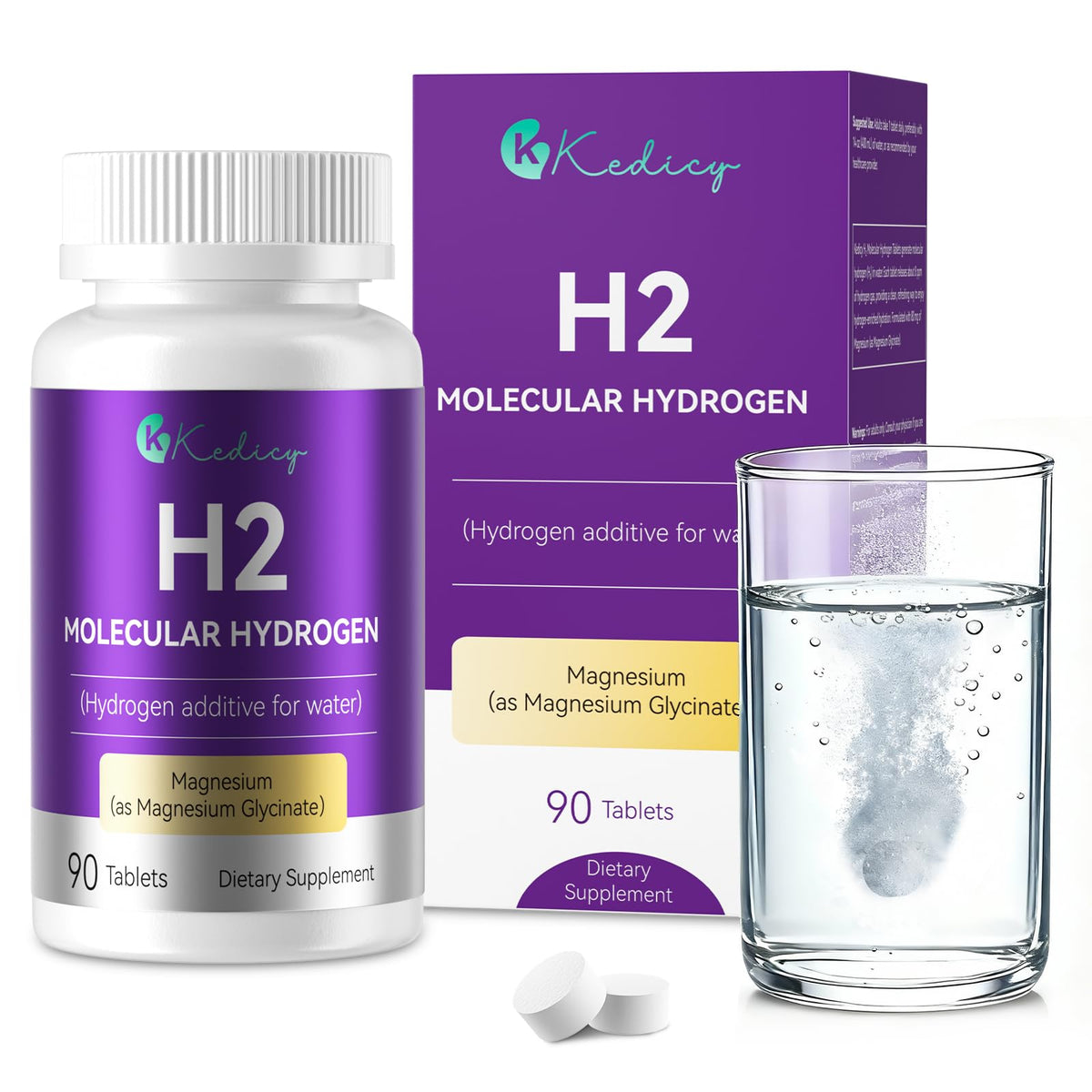 Kedicy tablettes hydrogene dans bouteille, énergie potentielle et clarté mentale.